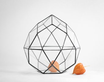 Geometric Stained Glass Terrarium container; Clear indoor plant pot; Window sill decor, unique planter; Wedding decorations; Mother gift;