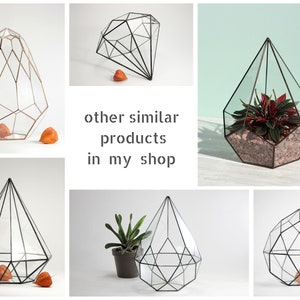 Small stained glass florarium Decorative tank for home flowers, artificial plants Cute handcrafted table decor pentagonal pyramid pot image 9