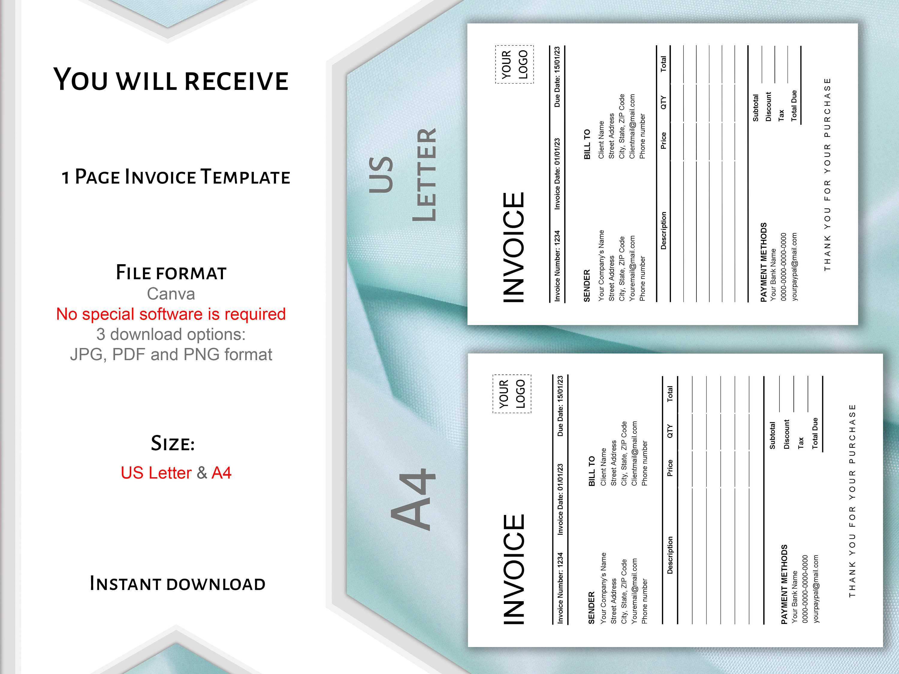 Free Printable Invoice Template for Small Businesses (Canva)