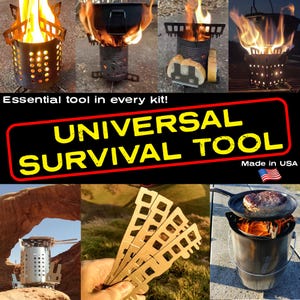 Swiss Army Knife of Survival Tools! Create a stove from any can - essential camping gear! SIEGE® Wood twig bushcraft stove. Made in USA!