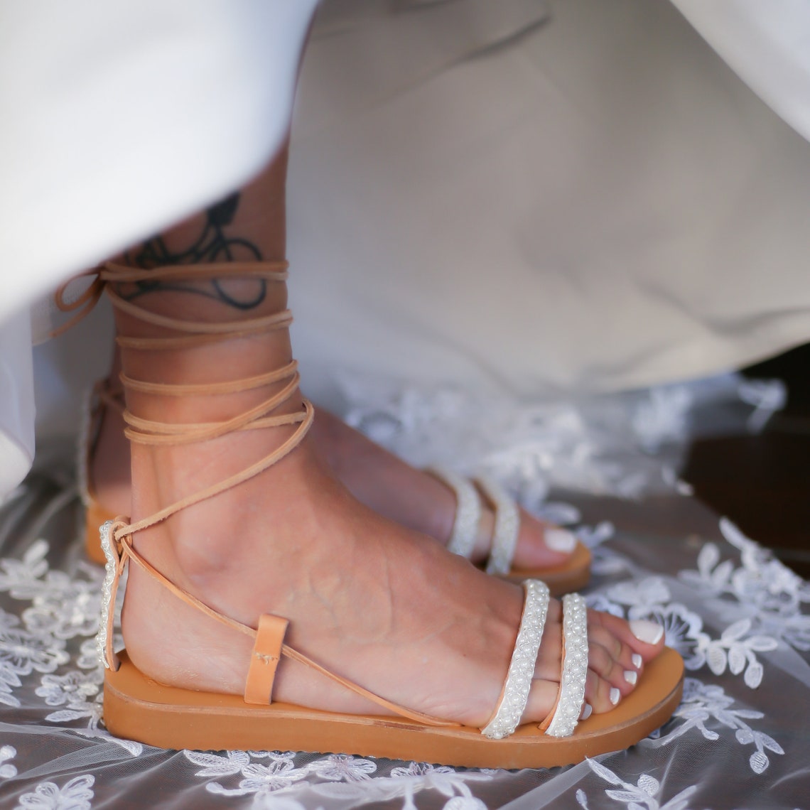 Boho Wedding Shoes White Lace Wedding Sandals Bridal Sandals - Etsy