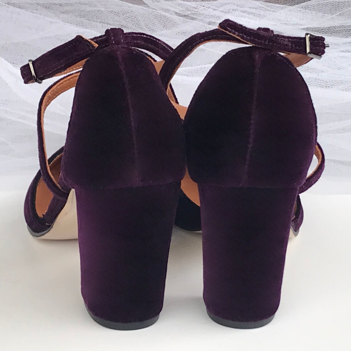 PLUM Velvet Block Heels Pointy Toe Plum Pumps Plum Wedding Etsy