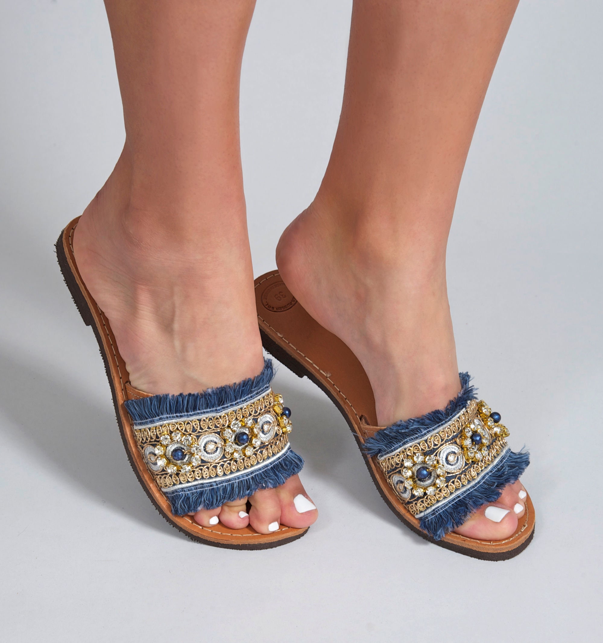 blue wedding flats for bride