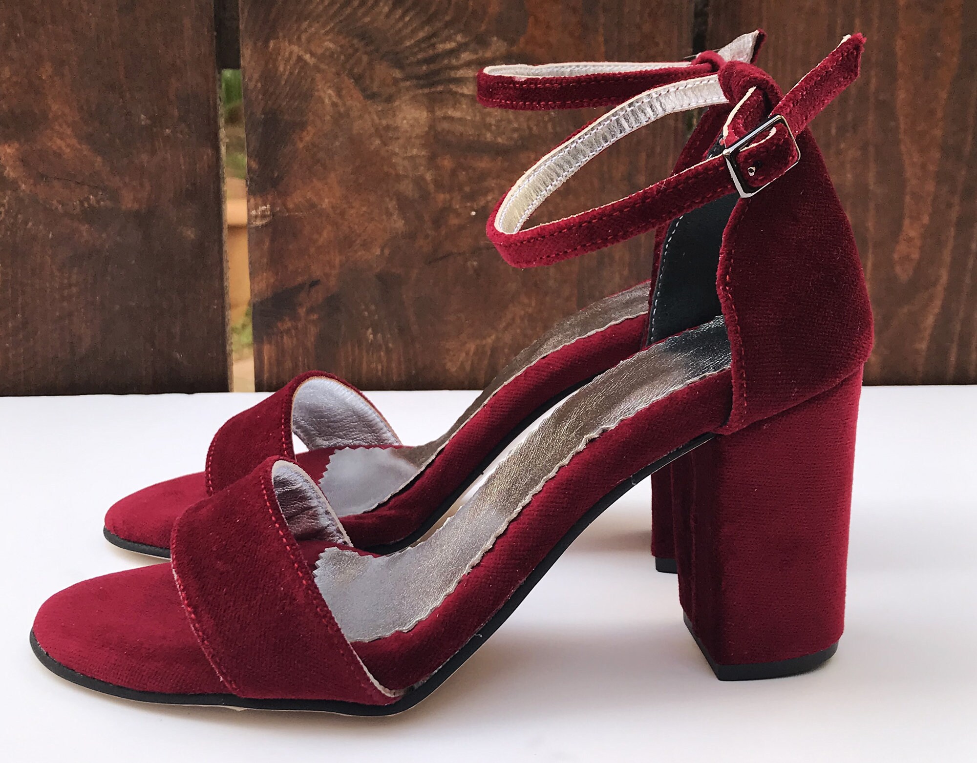 burgundy sandals wedding