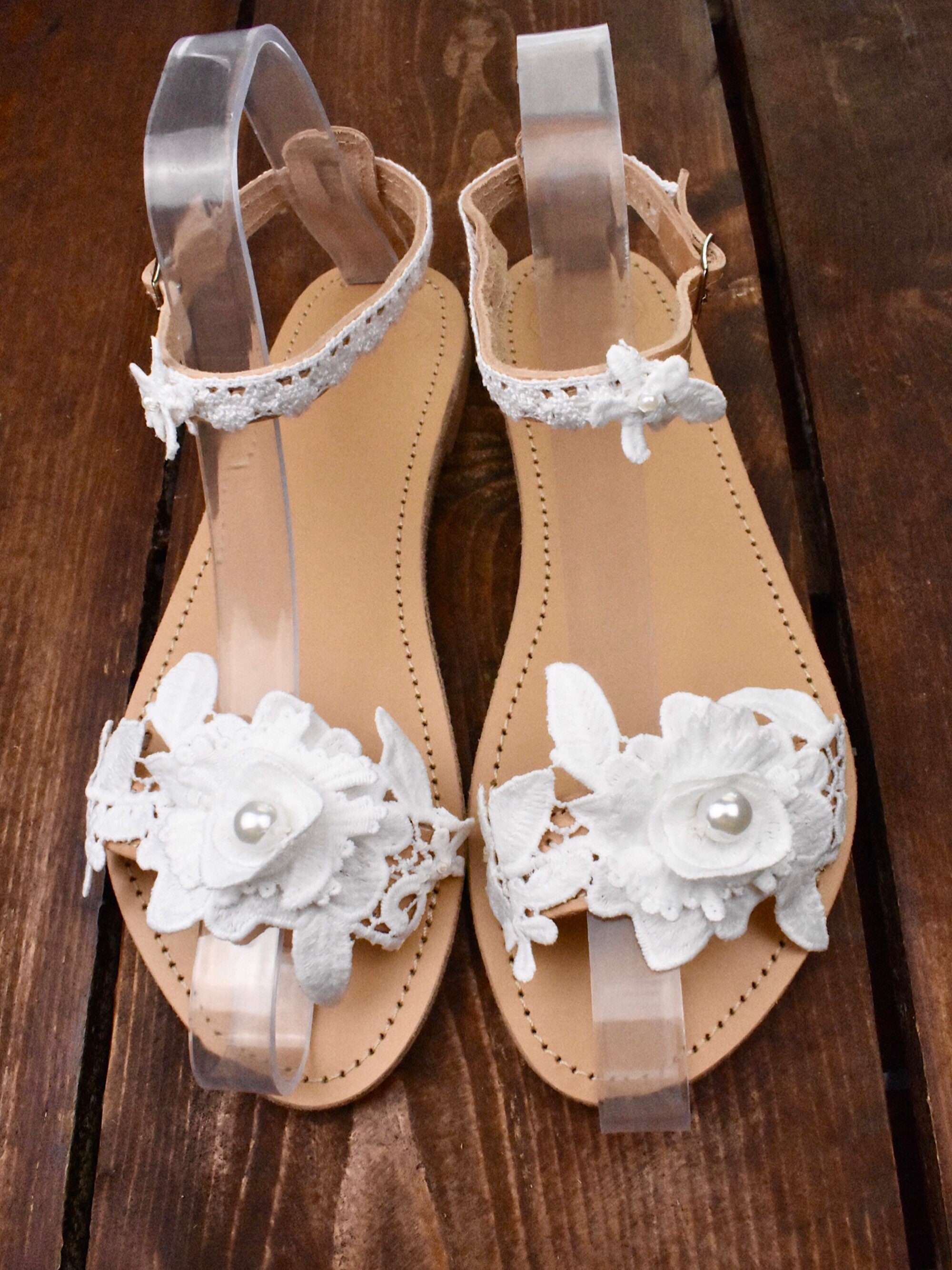 Wedding sandals Flower lace/ bridal sandal/ wedding shoes/ off | Etsy