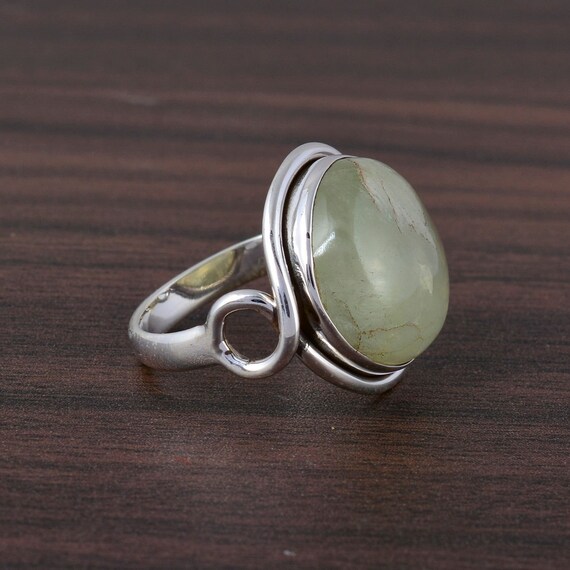 Gift For Her Green Gemstone Rings Women Ring Prehnite Gemstone Healing Power Rings Christmas Gift Statement Ring Natural Prehnite Ring Boho Ring