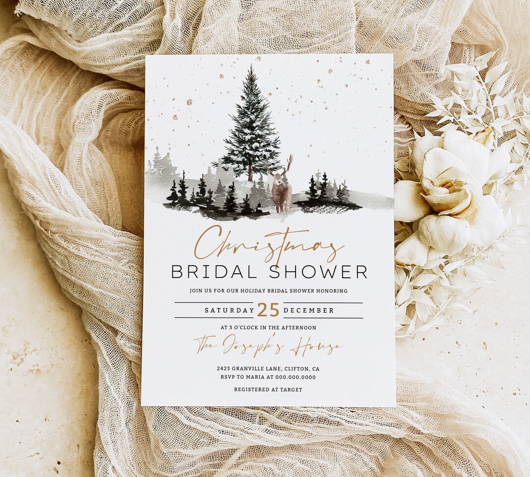 Christmas Bridal Shower Invitation Holiday Bridal Shower Etsy