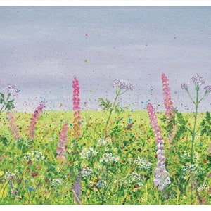 Foxgloves - Cornish Hedgerows - Grußkarte aus meinem Original Acrylgemälde