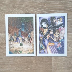 Manga Birthday Card, A6 Anime Greetings Card With Destiny Heart Main Characters, Unique Manga Art Gift for Anime & Otaku Fans