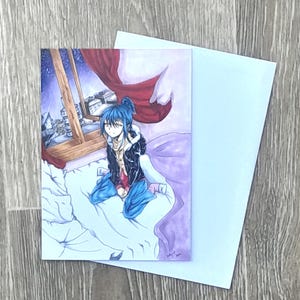 Carte d'anniversaire fille manga mignonne dans un design de chambre à coucher Salutations d'anniversaire uniques pour les amateurs d'anime Cadeau pour les fans de manga pour toutes les occasions
