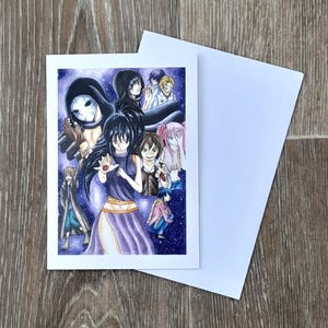 Manga Birthday Anime Greeting Card with Main Characters & Villains Unique Manga Inspired Design Destiny Heart Anime Gift for Manga Lovers