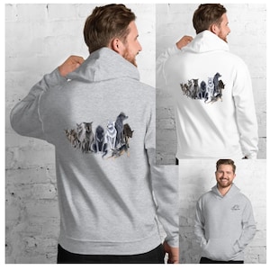 Manga Wolf Pack Hoodie, Fantasy Wolf Sweatshirt for Anime Lovers, Unisex Pullover Gift, Unique Manga-Inspired Wolf Sweater, Destiny Heart