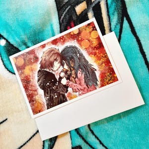 Romantische Anime Paar Karte Manga Hochzeits- oder Geburtstagsgruß Anime Geschenk für Paare Hochzeitskarte für Manga-Liebhaber Digital gezeichnet