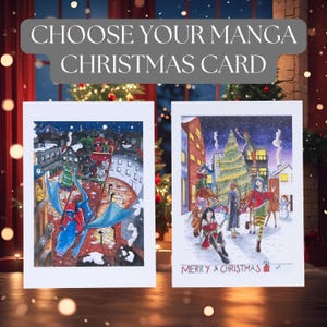 Anime Christmas Card, A6 Manga Holiday Card, Kawaii Japanese Festive Greeting Card, Cute Anime Christmas Gift