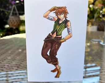 Anime Boy Birthday Card: Hand Drawn Manga Greeting A6 With Envelope