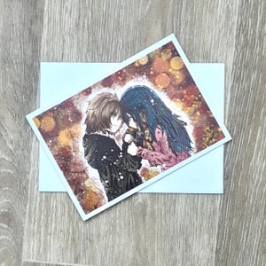 Romantic Anime Couple Card Manga Wedding Birthday Greeting Anime Gift for Couples Wedding Card for Manga Lovers Digitally Drawn