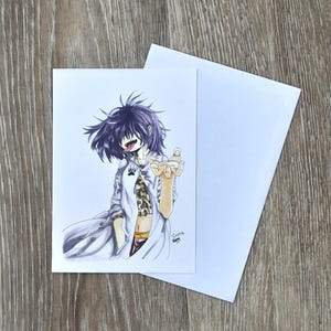 Kawaii Anime Scientist Birthday Card Cool Manga Girl Greeting Card Science Lover Gift Female Scientist Art Card