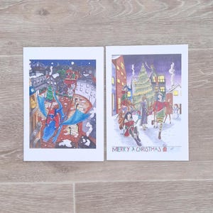 Anime-kerstkaart, A6-kerstkaart manga, kawaii Japanse feestelijke wenskaart, leuk anime-kerstcadeau