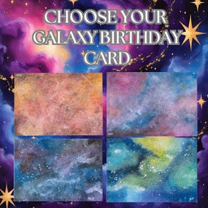 Galaxy Greeting Card, A6 Watercolour Space Card, Star Gazing Birthday Card, Cosmos Sky Theme Gift, Astronomer Space Lover Card