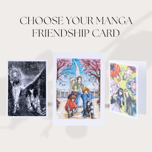 Manga Friendship Birthday Card, A6 Cute Anime Greeting Card for Best Friend, Handcrafted Manga Art, Unique Gift for Anime Lovers, Otaku Card