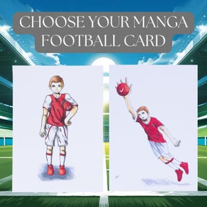 Cartão de aniversário de anime de futebol A6 com envelope, em branco por dentro, cartão de futebol de mangá, cartão de futebol de aniversário, cartão de esportes de anime para ele