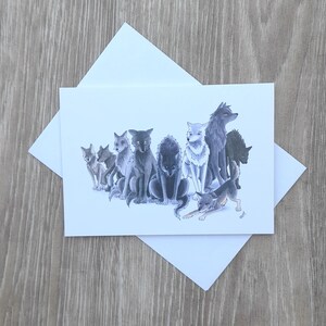 Biglietto di auguri di compleanno a tema lupo anime, arte manga del branco di lupi per gli amanti della natura, biglietto di auguri kawaii otaku, regalo unico per gli appassionati di anime