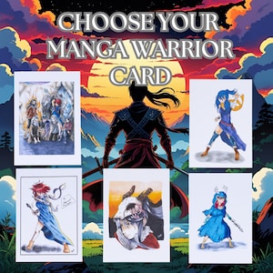 Biglietto di auguri di compleanno Manga Warriors, biglietto d'auguri A6 Anime Warrior, regalo di compleanno unico per fan dei manga e amanti degli anime, biglietto manga Destiny Heart
