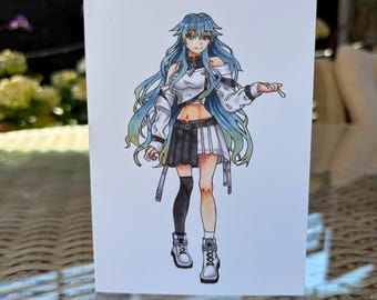 Manga Girl Birthday Card: Hand Drawn Anime Artwork, Destiny Heart Azuna Greetings (A6)