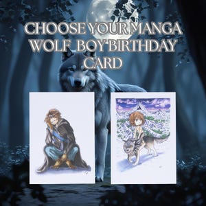 Wolf boy A6 greetings card with envelope, Blank inside, Any occasion card, Birthday Card, Father's Day Card, Unique Birthday Gift for Him