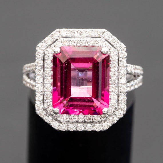1CT Blue/Pink Topaz Diamond Flower Engagement Wedding Ring 14K White Gold  Finish | eBay