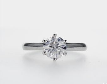 GIA 1.50 Carat F / SI1 Solitaire Diamond Engagement Ring White Gold 14K