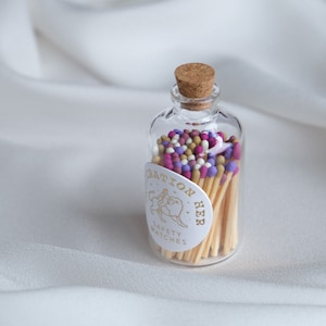 Decorative Safety Matches, Colourful Matches in Glass Jar, Stocking Filler, Luxury Matchsticks, Candle Decor, Decorative Glass Match Jar