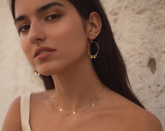 14K Gold Earrings, Dangle Earrings, Gold Filled Earrings, Gold Hoop Earrings, Gold Hoops, Minimalist Earrings, Boho Hoops, Bohemian Hoops