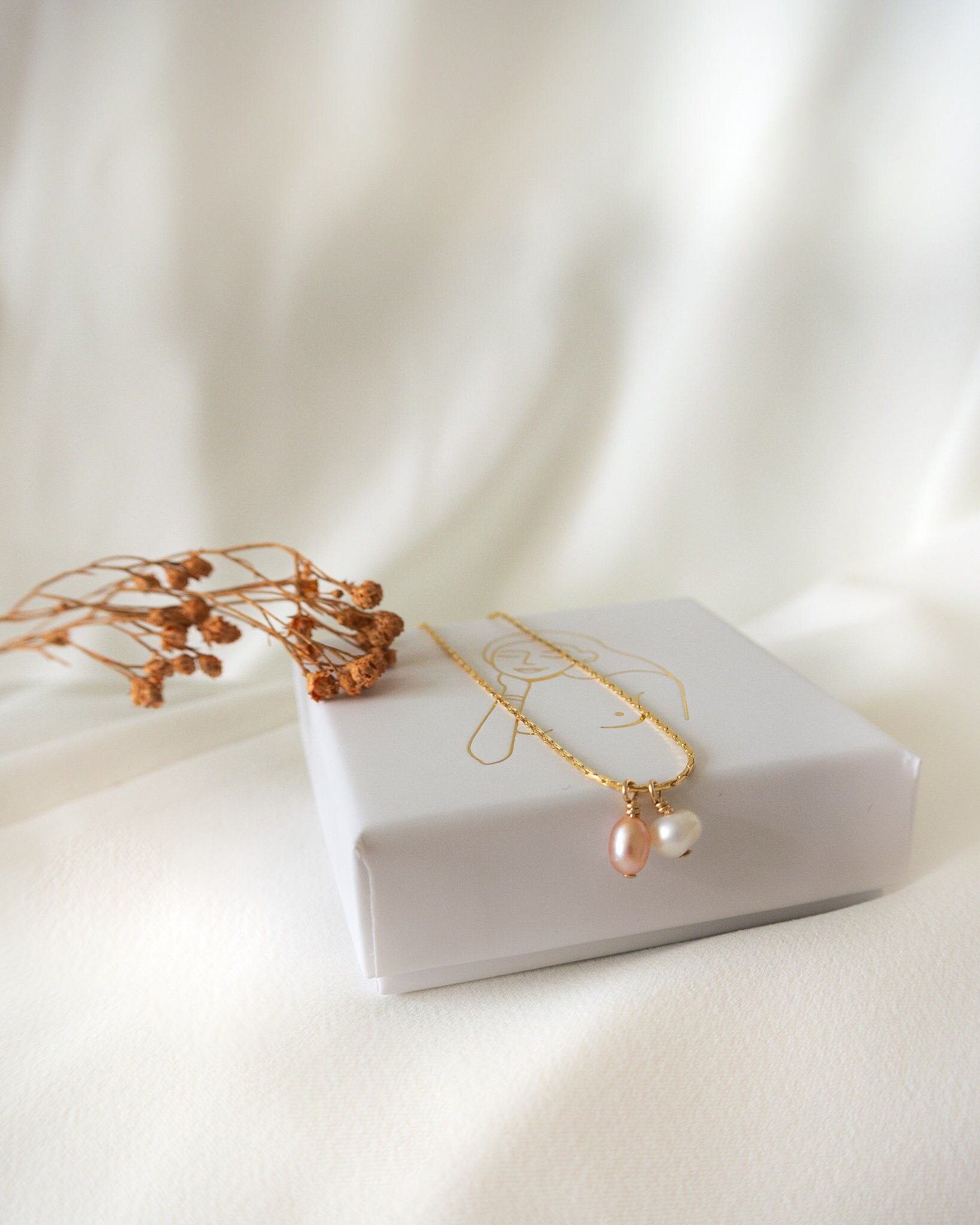 Gold Beth Pearl Charm Bracelet with Small Gabi Carabiner
