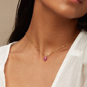 Ruby Necklace, Natural Ruby Pendant, Delicate Necklace, Gold Ruby Jewelry, 14K Gold Filled Necklace, Dainty Necklace, Pink Ruby Jewellery