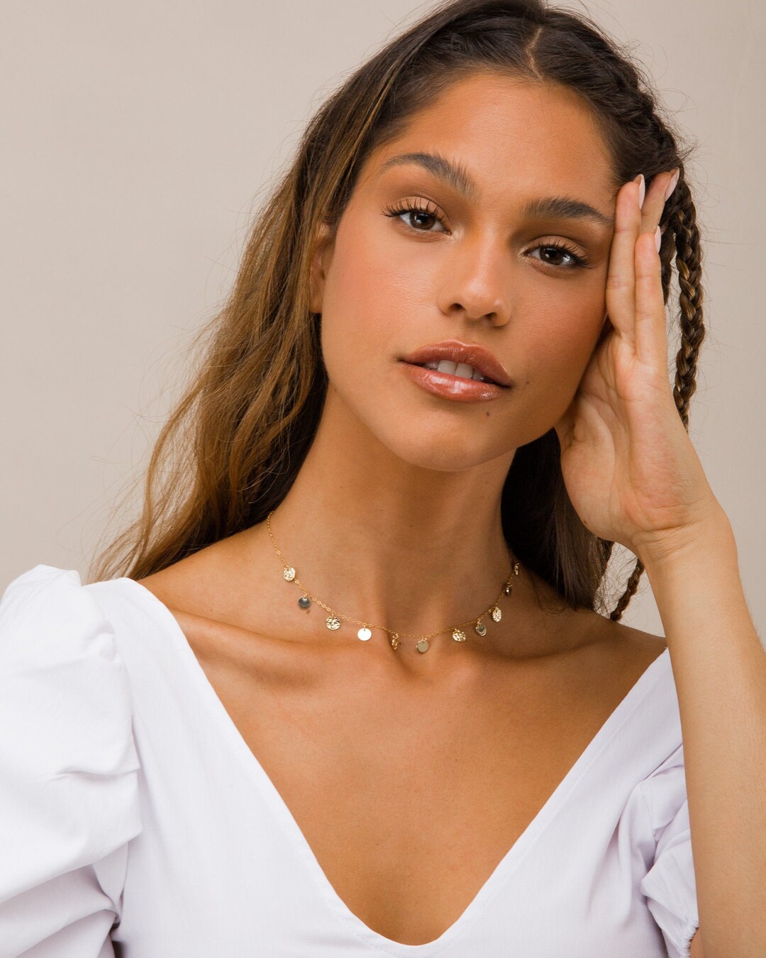 Gold Disc Necklace, Dainty Necklace, Gold Necklace, Gold Choker, Gold Filled Necklace, Disc