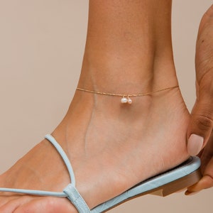 Gold Pearl Anklet, Anklet With Pearls, Gold Anklet, 14K Gold Filled Anklet, Gold Dainty Anklet, Delicate Anklet, Natural Pearl Jewelry