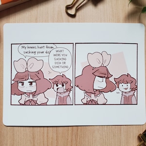 Knees Hurt - MATURE Original Comic Art Print - 7 x 5 - Kawaii Cute Art - Original Character image 1