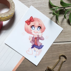 DISCONTINUED Doki Doki Literature Club - Sayori - Vinyl Sticker High Quality - Kiss Cut Weather Proof - Cute Art - DDLC Indie Game