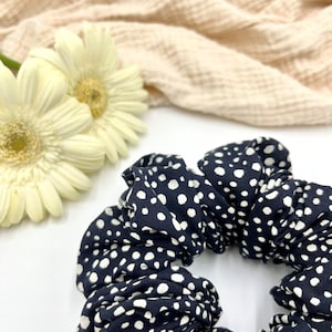 Jumbo Scrunchies, XL, Large, Giant, Oversized, Super Scrunchies - WIDE ELASTIC - Black Polka Dot