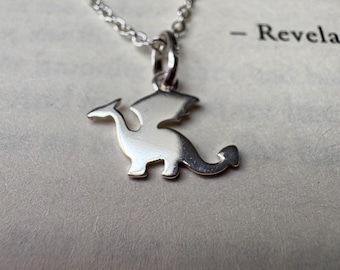 Sterling Silver Dragon Charm Necklace: Fantasy DnD Gift