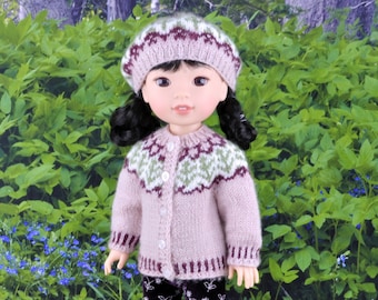 Knitting pattern doll clothes PDF download ENGLISH sweater set pattern fits 14-15 in doll like Wellie Wishers, Ruby Red Fashion Friends