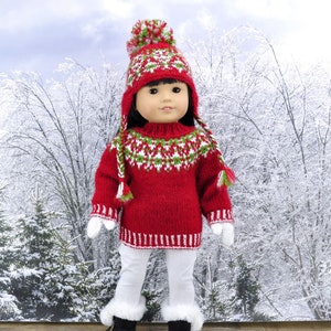 Doll clothes knitting pattern. PDF ENGLISH instant download. Fair isle sweater knitting pattern fits 18 inch doll similar to American Girl. image 4