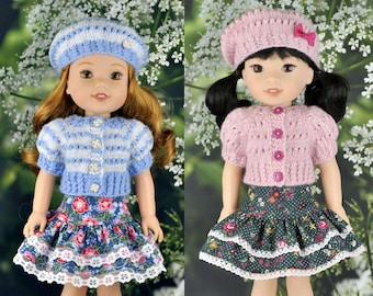 Knitting pattern doll clothes PDF download ENGLISH sweater set pattern fits 14-15 in doll like Wellie Wishers, Ruby Red Fashion Friends