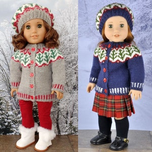 Doll clothes knitting PDF ENGLISH pattern Instant download Scandinavian sweater knitting pattern fits 18 inch doll similar to American Girl.