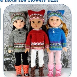 Knitting pattern doll clothes PDF download ENGLISH sweater set pattern fits 14-15 in doll like Wellie Wishers, Ruby Red Fashion Friends