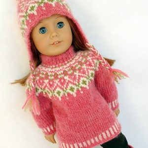 Doll clothes knitting pattern. PDF ENGLISH instant download. Fair isle sweater knitting pattern fits 18 inch doll similar to American Girl. image 9