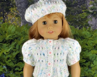 Knitting pattern for 18 in doll clothes. PDF ENGLISH Instant download. Cardigan and hat knitting pattern fits 18 in doll like American Girl