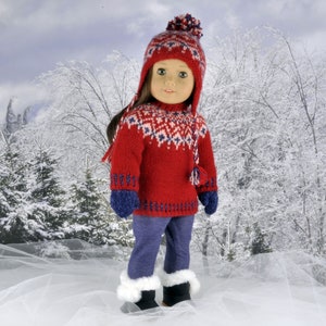 Doll clothes knitting pattern. PDF ENGLISH instant download. Fair isle sweater knitting pattern fits 18 inch doll similar to American Girl. image 8