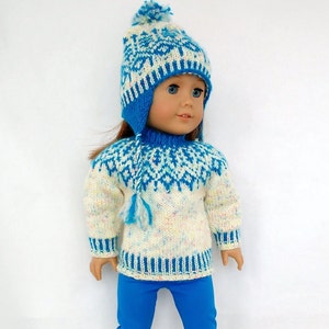 Doll clothes knitting pattern. PDF ENGLISH instant download. Fair isle sweater knitting pattern fits 18 inch doll similar to American Girl. image 10